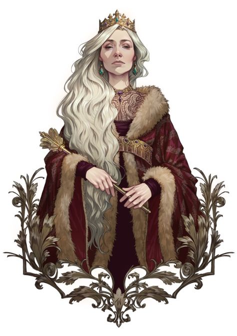 White Hair, Výtvarné Reference, Arya Stark, Arte Fantasy, Fantasy Inspiration, Dnd Characters, Character Portraits, A Drawing, Red And Gold