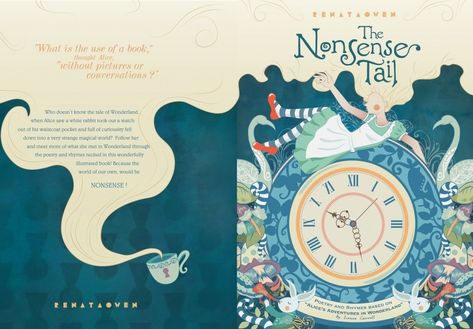 The Nonsense Tail :: Behance Book Illustration Layout, Mises En Page Design Graphique, Book Illustration Design, Gfx Design, Alice In Wonderland Book, Book Cover Design Inspiration, 동화 삽화, Book Cover Illustration, Childrens Books Illustrations