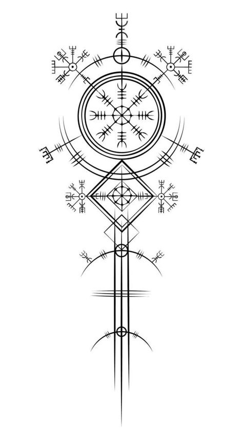 magia antigua vikinga art deco, vegvisir brújula de navegación mágica antigua. los vikingos utilizaron muchos símbolos de acuerdo con la mitología nórdica, ampliamente utilizados en la sociedad vikinga. icono de logotipo wicca signo esotérico Ancient Viking Art, Runes Tattoo, Viking Compass Tattoo, Norse Mythology Tattoo, Scandinavian Tattoo, Arte Viking, Viking Tattoo Symbol, Art Viking, Grunge Tattoo