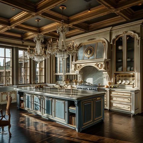 Old Money Kitchen Design, Royal Kitchen Aesthetic, Fantasy Castle Kitchen, Castle Interior Kitchen, Old Mansion Kitchen, Old Castle Kitchen, Kitchen Ideas Victorian, Built In Ovens In Kitchens, Old Money Kitchen Aesthetic