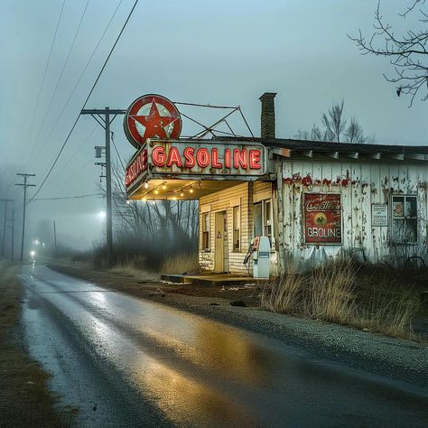 United States | Gas Station ⛽ Picture by ���🏆📸 @apastreimagined . Please show us your support and follow us 🇺🇸 Tag your friends to share this amazing photo… | Instagram Midwest Gas Station, Gas Station Reference, American Gas Station, Gas Station Aesthetic, Abandoned Gas Station, Vintage Gas Station, Scifi Interior, Vintage Road Trip, American Bar