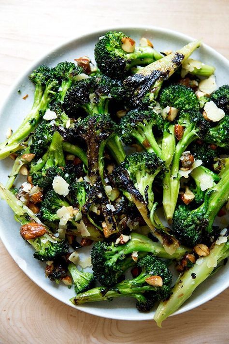 Charred Broccoli Salad, Roasted Broccoli Salad, Salad With Dates, Sauteed Broccoli, Charred Broccoli, Almonds Recipe, Sunny Anderson, Make Ahead Salads, Roasted Broccoli