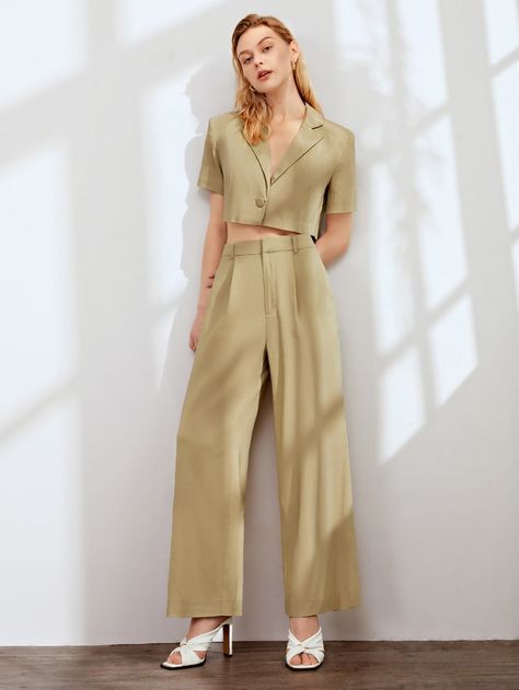 Camel Elegant  Short Sleeve Viscose Plain  Embellished Slight Stretch Spring/Summer Women Co-ords Blazer Co Ord Set Women, Trending Western Outfits Women, Western Co Ord Sets Women, Co Ords Outfits Western, Co Ord Sets Two Pieces, Coords Set Two Pieces, Women Co Ords, Summer Co Ord Sets, Co Ord Sets Women