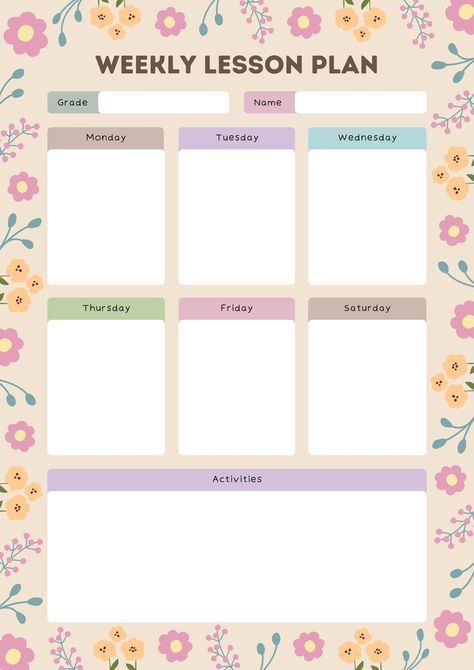 Customize 1,329+ Weekly Lesson Plan Templates Online - Canva Ladybug Frame, Timetable Planner, Teacher Lesson Plans Template, Weekly Lesson Plan, Weekly Lesson Plan Template, Lesson Plan Template, Teacher Lesson Plans, Photo Collage Maker, School Things