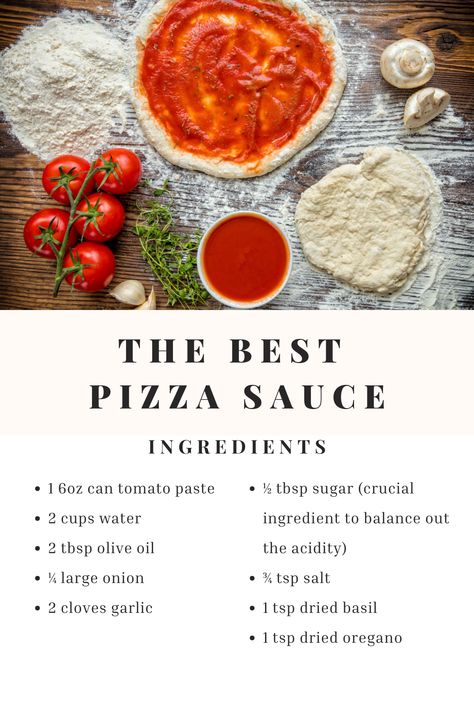 Learn how to craft a mouthwatering pizza sauce at home. This easy recipe combines sweet and acidic tomatoes with fragrant herbs like basil and oregano for an irresistible flavor explosion. Unlike thin marinara, our recipe delivers a thicker, richer sauce perfect for topping your homemade pizzas. With just a few pantry staples and minimal prep time, you'll be enjoying restaurant-quality pizza in no time! Pizza Sauce Homemade Fresh Tomatoes To Freeze, Simple Pizza Sauce Recipe, Pizza Sauce For Canning, Simple Pizza Sauce, At Home Pizza Recipes, How To Make Pizza Sauce, Diy Marinara Sauce, Home Made Pizza Toppings, Home Made Pizza Recipe Easy