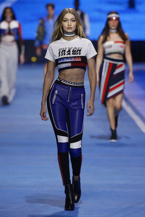 Gigi Hadid Had to Keep Herself From "Tearing Up" at Her Final Tommy Hilfiger Show- HarpersBAZAAR.com Sportswear Portfolio, Fashion Week 2020 Runway, Gigi Hadid Tommy, Gigi Hadid Tommy Hilfiger, Earth Sculpture, Gigi Hadid Runway, 90s Fashion Runway, Tomy Hilfiger, Runway Fashion Vintage