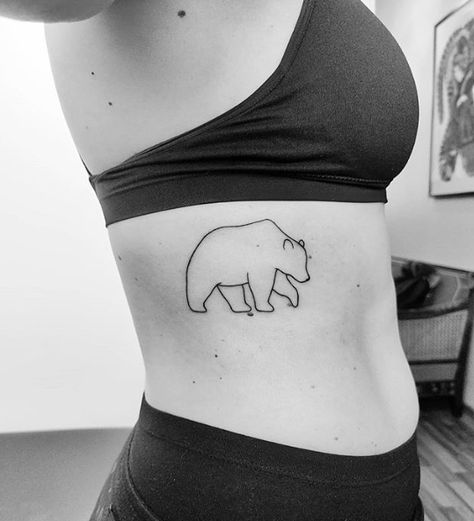 Bear Tattoos Simple, Simple Bear Tattoo Ideas For Women, Grizzly Bear Tattoos Simple, Dainty Bear Tattoos For Women, Delicate Bear Tattoo, Bear Outline Tattoo, Fine Line Bear Tattoo, Simple Bear Tattoo, Small Bear Tattoo