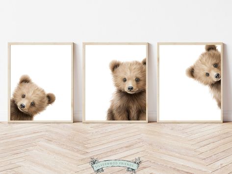 Peeking Bear Nursery Print, Peekaboo Bear Nursery Decor, Neutral Nursery Decor, Baby Bear Nursery Wall Art, Woodland Nursery Digital Prints - Etsy Gender Neutral Bear Nursery, Brother Bear Nursery, Bear Themed Nursery Boy Rooms, Boy Nursery Bear Theme, Baby Bear Nursery Theme, Teddy Bear Nursery Theme Gender Neutral, Baby Boy Teddy Bear Nursery, Brown Nursery Ideas, Teddy Bear Nursery Theme