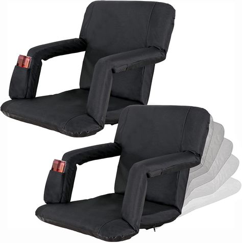 2 Pack of Stadium Seats with Adjustable Back with 6 Reclining Positions, Stadium Seats & Cushions, Stadium Seats For Bleachers, Floor Chairs, Bleacher Seating, Stadium Chairs, Stadium Seat, Folding Seat, Cushion Floor, Sport Events