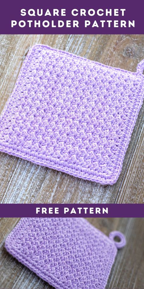 Free Crochet Potholder Pattern Moss Crochet Stitch, Even Moss Stitch, Potholder Patterns Free, Potholder Crochet Pattern, Crochet Washcloth Free Pattern, Crochet Cup Coaster, Crochet Washcloth Free, Coaster Tutorial, Crochet Pot Holders Free Pattern