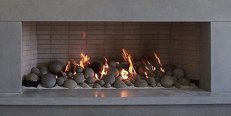 Fireplace Rocks Stones Inside, Ceramic Fire Balls Fireplace, Concrete Balls For Fireplace, Gas Fireplace Ceramic Balls, Gas Logs Fireplace Ideas Farmhouse, Balls In Fireplace, Cannon Ball Fireplace, Fireplace Balls Gas, Fireballs In Fireplace