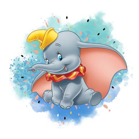 Dumbo Watercolor, Disney Dumbo Art, Dumbo Cartoon, Baby Elephant Cartoon, Dumbo Birthday, Dumbo Birthday Party, Dumbo Elephant, Dumbo Disney, Elephant Cartoon