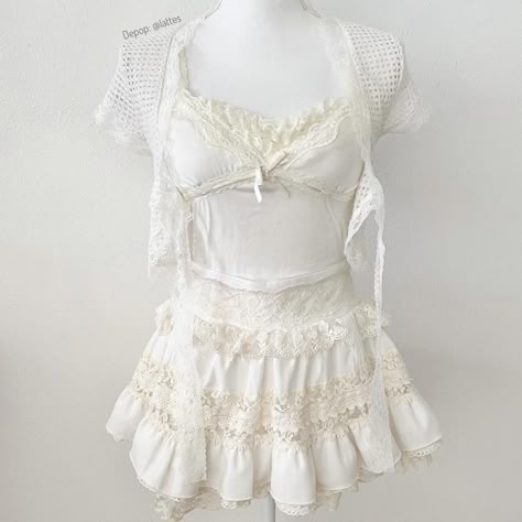 Look what I just found on Depop 🙌 https://depop.app.link/hHrwCORgSub Himekaji Outfits, Terrence Loves You, Ivory White Color, Fatal Frame, 2000s Fashion Outfits, Front Tie Top, Lace Ruffle, Really Cute Outfits, Tie Top