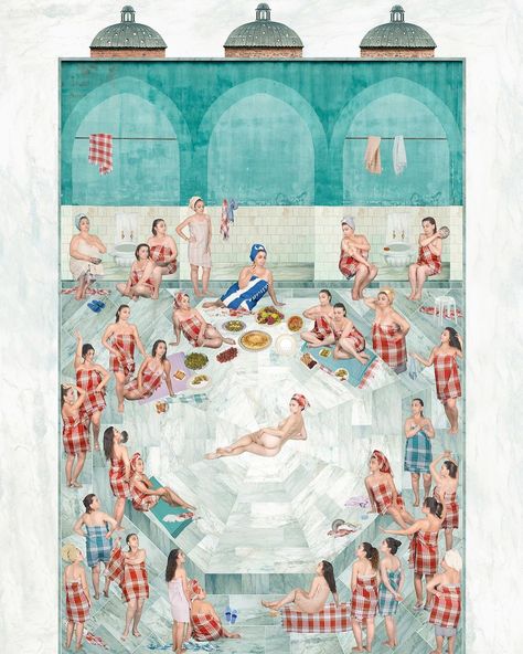 Spa Art, Face Proportions, Iran Culture, Pre Wedding Party, Turkish Culture, Bath Art, Turkish Art, Turkish Bath, Art Case