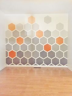 Painting your walls no longer means sticking to one (bland) color. There are a… Geometric Wall Paint, Wall Paint Patterns, Hexagon Wall, Ombre Wall, Diy Wall Painting, Diy Wand, Diy Ombre, Bedroom Wall Paint, Wall Paint Designs