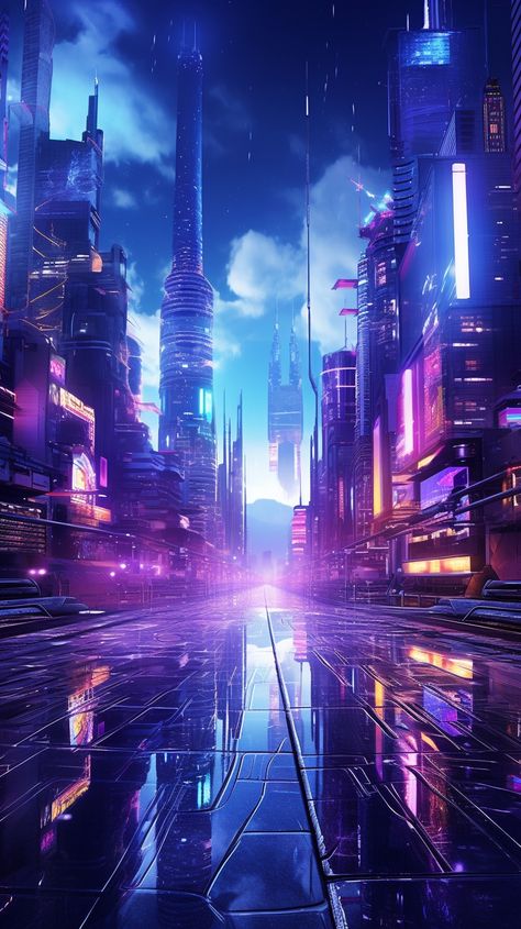 Aesthetic Pictures - Aesthetic Wallpapers #AestheticPictures #AestheticWallpapers Futuristic Wallpaper Aesthetic, Cyberdelic Aesthetic, Neon Environment, Futuristic City Aesthetic, Cyberpunk City Aesthetic, Cyberpunk Aesthetic Wallpaper, Cyberpunk Landscape, Futuristic Purple, Neon Cyberpunk Aesthetic