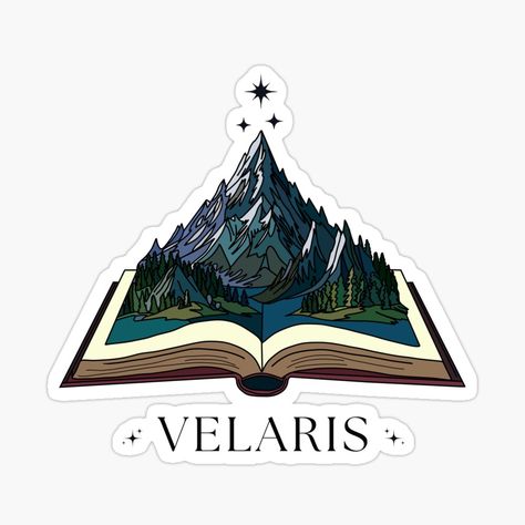 Get my art printed on awesome products. Support me at Redbubble #RBandME: https://www.redbubble.com/i/sticker/Velaris-The-City-of-Starlight-ACOTAR-Inspired-Art-by-booksinthelab/164608175.EJUG5?asc=u Acotar Mountain, Acotar Stickers, Book Mountain, Kindle Girlie, Pages Of Books, Bookish Stickers, Literary Art, Sticker Making, Kindle Stickers