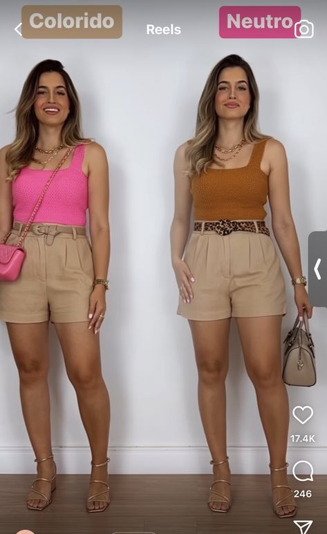 Outfit Short Beige, Beige Shorts Outfit, Looks Com Short, Short Social, Camel Outfit, Shorts Outfits Women, Outfit Primavera, Beige Outfit, Casual Chic Outfit