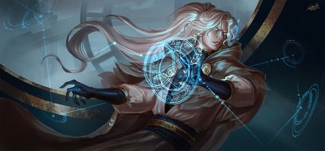 Clockwork Fantasy Art, Dnd Clockwork Sorcerer, Clockwork Soul Sorcerer, Clockwork Sorcerer, Clockwork Dnd, Female Cleric, Character Dnd, Dnd Sorcerer, Time Magic