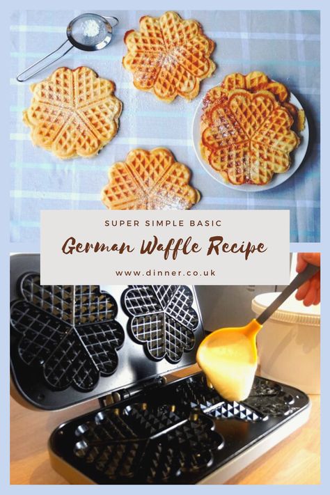 Hmmm... breakfast, dinner or for snacks. This waffles will wake your appetite. They waiting to be covered, in the topic of your choice. Should it be icing sugar, syrup, lemon or Nutella. German Waffles Recipes, Waffle Dough Recipe, Waffle Recipe Fluffy, German Waffles, Waffle Recipe No Milk, Fluffy Waffle Recipe, German Dessert, Best Waffle Recipe, Snack Collection