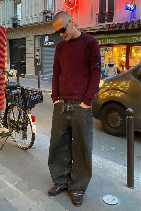 Mod Outfit Men, Uk Streetwear Aesthetic, Baggie Jeans Outfit, Baggy Jeans Outfits, Mod Outfit, Baggy Jeans Outfit, Mens Y2k, Loafers Outfit, Black Tees