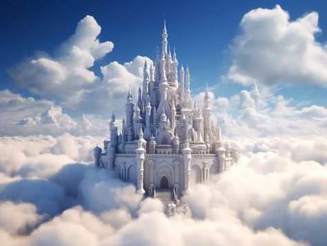 Beautiful castle among the clouds in the sky. White castle. stock images White Castles, Among The Clouds, Clouds In The Sky, White Castle, Beautiful Castles, The Clouds, The Sky, Photo Image, Castle