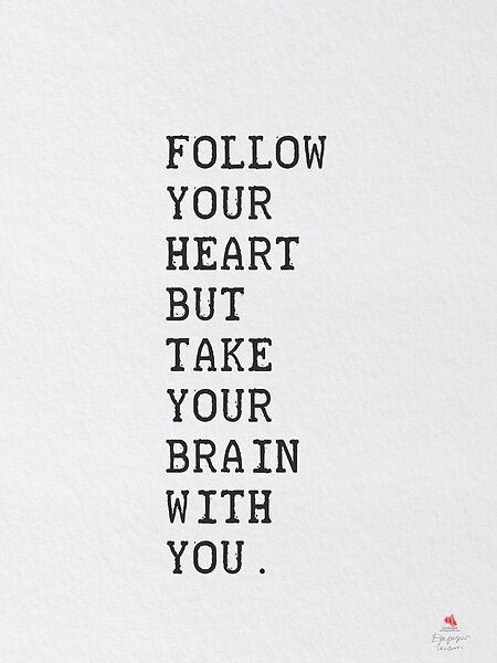 Follow Your Heart But Take Your Brain, Heart And Brain Quotes, Focus On Me Quotes, Brains Quote, Your Heart, Girl Aesthetics, Small Quotes, Beautiful Angels, Angels Pictures