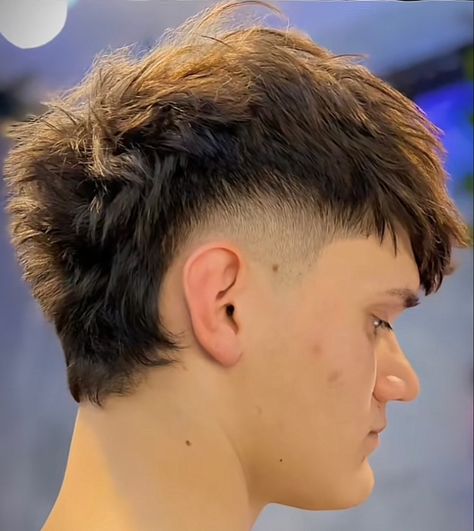 Burst Fade Mullet Mens, Low Fade Messy Top, French Crop Mullet, Short Modern Mullet, Messy Mullet, Modern Mullet For Men, Mullet Modern, Fade Mullet, Mens Messy Hairstyles