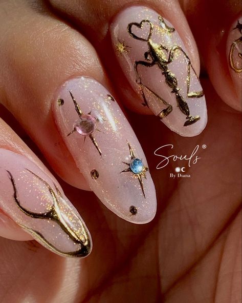 Libra Nail Art Designs, Libra Season Nails, Libra Nail Ideas, Libra Zodiac Nails Design, Greek Goddess Nails Designs, Virgo Nail Ideas, Libra Nail Art, Zodiac Birthday Nails, Aries Inspired Nails