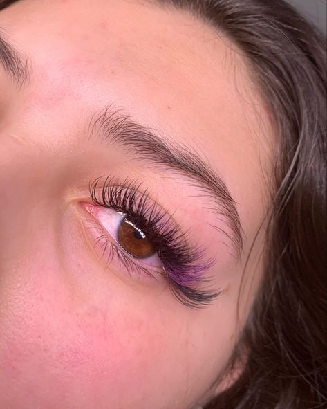 Hybrid Lash Extensions Color, Colour Lash Extensions, Purple Lashes Extensions, Lash Extensions With Purple, Hybrid Lash Extensions With Color, Purple Eyelash Extensions, Purple Lash Extensions, Lashes With Purple, Lash Extensions With Color