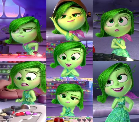 Disgust Inside Out Wallpaper, Disgust Inside Out Aesthetic, Disgust Inside Out Icon Pfp, Inside Out Wallpaper Anger And Disgust, Disgust Edits Inside Out, Inside Out Riley, Disgusted Inside Out, Expression Sheet, Inside Out Emotions