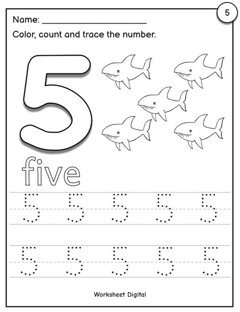 Number 5 Activities, Number 5 Worksheets For Preschool, Tracing Numbers Free Printable 1-10, Number Tracing Printables Free, Toddler Learning Activities Printables, Pre K Worksheets Free Printables, Tracing Worksheets Preschool Free, Number Worksheets For Preschool, Preschool Number Tracing