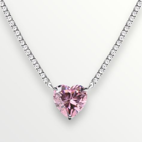 The ultimate in luxurious, timeless jewelry that will never go out of style Pink Heart Necklace, Heart Shaped Jewelry, Platinum Jewelry, Silver Heart Necklace, Timeless Jewelry, Stunning Necklace, Beaded Choker, Necklace Sterling Silver, Pretty Jewellery