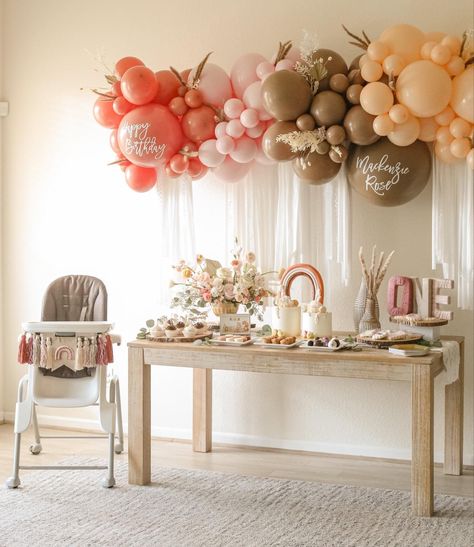 Muted Boho Rainbow Birthday Party, Neutral Rainbow 1st Birthday Party, Rainbow Birthday Party Ideas Decorations, Boho Flower Birthday Party, Neutral Rainbow Birthday Party, Boho Baby Birthday Party Girl, Rainbow Boho Baby Shower Ideas, Boho 1st Birthday Party Girl, Boho Rainbow Themed Birthday Party