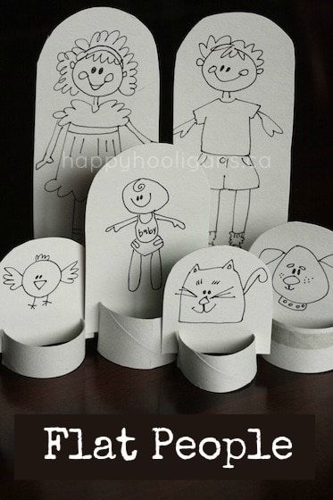 flat people: make a family of paper dolls with a piece of cardboard and a paper towel tube Homemade Paper, Happy Hooligans, Paper Towel Tubes, Doll Family, Cardboard Crafts, Paper Doll, Art Activities, Arts And Crafts For Kids, School Crafts