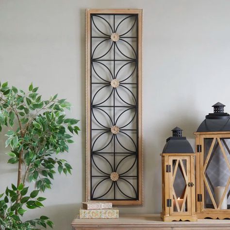 Dakota Fields Farmhouse Wall Décor | Wayfair Metal Wall Panel, Wall Decor Crafts, Botanical Wall Decor, Open Wall, Geometric Wall Decor, Brown Frame, Floral Wall Decor, Farmhouse Wall Decor, Flower Wall Decor