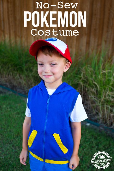 Ash Ketchum Costume Kids, Pokemon Costumes For Boys, Pikachu Costume Kids, Pokemon Costumes Kids, Ash Pokemon Costume, Pokemon Halloween Costumes, Pokemon Costumes Diy, Ash Ketchum Costume, Pokemon Trainer Costume