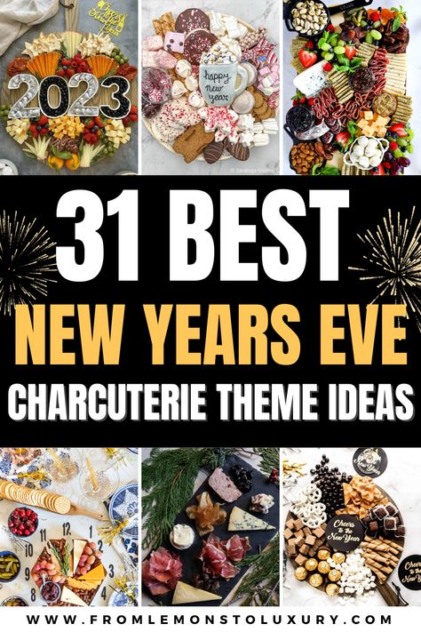 31+ Best New Year’s Eve Charcuterie Board Ideas That Are Unforgettable - From Lemons To Luxury New Year’s Eve Charcuterie Board 2023, Nye Salads, New Years Cheese Board Ideas, Charcuterie Board Ideas For New Years Eve, Charcuterie Board Ideas For New Years, New Year Eve Charcuterie Board, New Year Charcuterie Board Ideas, New Year’s Charcuterie Board, Charcuterie Board Nye