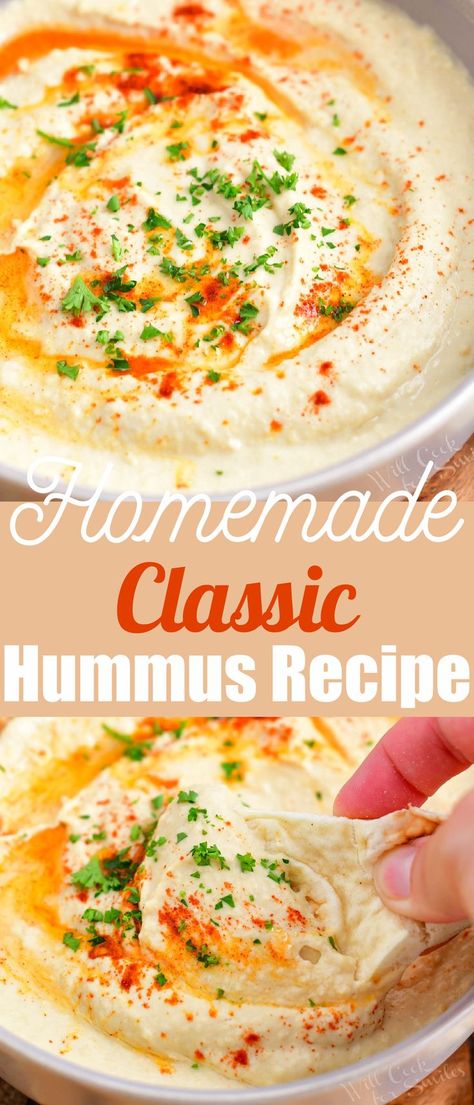 Classic Hummus Recipe, Chickpea Dip, Cold Appetizer, Best Hummus Recipe, Classic Hummus, Healthy Dip, Easy Hummus Recipe, Hummus Recipe Homemade, Tahini Paste