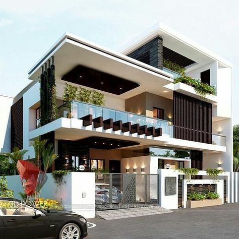 I think this is amazing house design. What do you think? 📷Credit to photographer, Designer, Owner. Fasad Design, House Architecture Styles, Ultra Modern Homes, Pelan Rumah, Eksterior Modern, A Modern House, 2 Storey House Design, Small House Elevation, Best Modern House Design