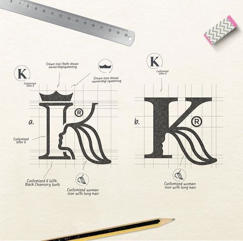 LogoDesign on Instagram: “Hello Guys, Have a look at these two creative Logo exploration for LETTER K + HAIR⠀ .⠀ ⠀ Which one do you prefer (a) or (b)? ⠀ ⠀ .⠀ ⠀ Let…” Logo Sketch Design, Logo Design Inspiration Creative, Logo Sketches, Logo Design Set, Logo Process, Hair Logo, Word Mark Logo, Monogram Logo Design, Logo Design Typography