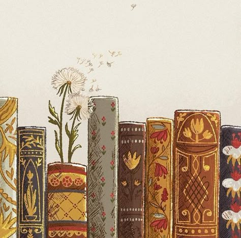 Bookshelf Illustration, Citation Art, Bookshelf Art, Vintage Bookshelf, Aesthetic Painting, Dreamy Art, Bullet Journal Ideas Pages, Reading Journal, Fall Wallpaper