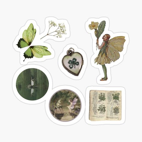 Green Fairycore, Fairy Pfp, Green Scrapbook, Fairy Grunge Aesthetic, Fairy Stickers, Bg Design, Fairycore Aesthetic, Aesthetic Sticker, Green Sticker