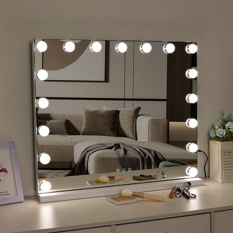 LIANWANG Hollywood Makeup Mirror ,Large Vanity Mirror with Lights Dimmable LED Bulbs Touch Control Design Cosmetic Mirror Tabletop Mirror for Bedroom Dressing Room 17 Bulbs (80*62cm) : Amazon.co.uk: Home & Kitchen Hollywood Makeup Mirror, Hollywood Vanity Mirror, Hollywood Vanity, Lighted Vanity, Hollywood Lights, Hollywood Makeup, Hollywood Mirror, Large Vanity, Lighted Vanity Mirror