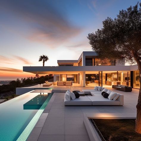 made by professionals + AI | @realti.io Nestled in the captivating east side of Mallorca lies an enchanting retreat, a true embodiment of… | Instagram Modern Villa Design, Modern Villa, Outdoor Lounge Set, Beach House Design, Pool Side, Luxury Homes Dream Houses, Design Your Dream House, House Architecture Design, Villa Design