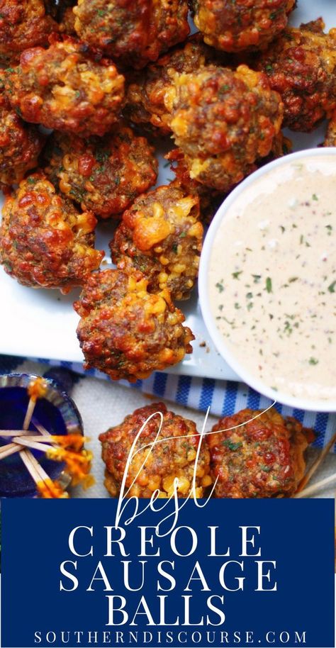 Cajun Appetizers, Sausage Creole, Southern Appetizers, Southern Discourse, Southern Foods, Sausage Balls Recipe, Simple Snacks, Sausage Meatballs, Louisiana Style