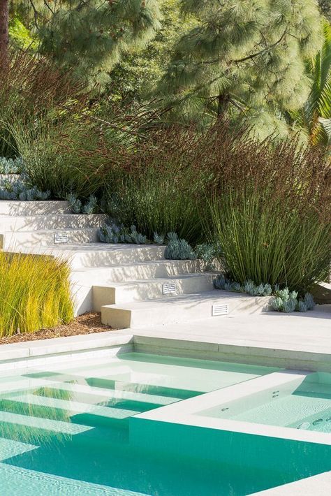 Pool Landscaping Ideas a Minimalist Swimming Pool on a Tiny Page? Check out !! Surely it would be very nice to have a swimming pool at home. #poollandscapingideas #swimmingpool #landscaping #design #plant #ideas #backyard #aboveground Backyard Pool Design, Moderne Pools, Landscaping Around House, Pool Water Features, Pool Landscape Design, Backyard Pool Landscaping, Modern Pools, Dream Pools, Beautiful Pools