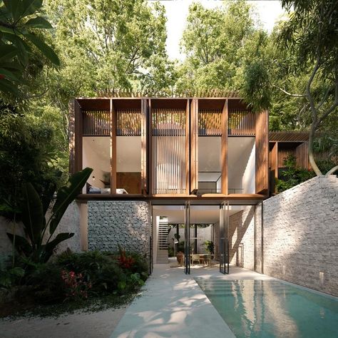 Houses Architecture, Model Architecture, Plans Architecture, Layout Architecture, Architecture Design Concept, Tropical House, Design Exterior, House Architecture Design, Concept Architecture