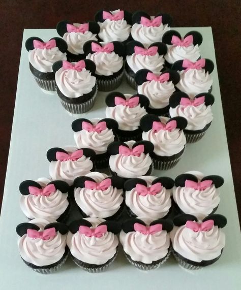 Mickey Minnie Mouse Cupcakes, Mickey And Minnie Cupcakes Ideas, Minnie Mouse Treats Table 2nd Birthday, Minnie Toodles Birthday, Minnie Mouse Cupcakes 2nd Birthday, Mickey Minnie Cupcakes, Mickie And Minnie Birthday Party Ideas, Two Year Old Birthday Cupcakes, Minnie Mouse Twodles Birthday Cake