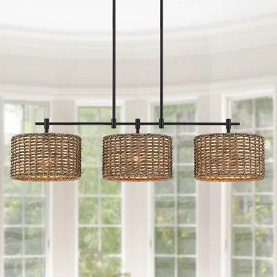 House of Hampton® Eudean 4 - Light Lantern Globe Chandelier with Crystal Accents | Wayfair Flaming Arrow, Master Addition, Farmhouse Chandelier Lighting, Coastal Chandelier, Linear Island Lighting, Drum Pendant Lighting, Island Chandelier, Rattan Shades, Rattan Pendant Light